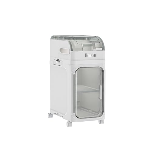 BINSIO 2-Tiers Bathroom Counter Organizer, Slim Bathroom Organizers and Storage, Toilet Paper Storage, Bathroom Organizer Storage Cabinet, Portable Laundry Room Organization, Plastic White Clear Doors - size: 2 Tiers