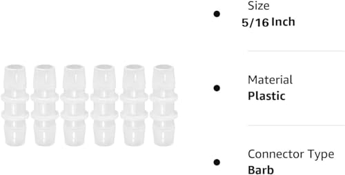 Plastic 5/16” hose ID Barb pipe connectors Joint Splicer Mender Adapter Union Boat Water Air Aquarium O2 Fuel (pack of 12) - size: 5/16 Inch, style: 12