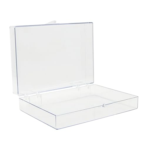 Clear Hinged Plastic Storage Boxes (4 Pack) – 7" x 5" x 1.75" Small Organizer Containers for Crafts, Games, Office Supplies – Stackable, Durable, BPA-Free, Made in USA - size: 7.0" x 5.0" x 1.75"