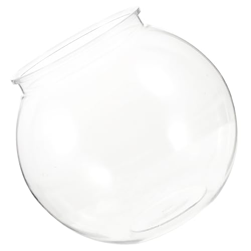 TOYANDONA Transparent Plastic Fish Tank Round Drop Goldfish Bowl with Opening for Easy Cleaning Desktop Globe Container for Home Decor and Aquatic Plants