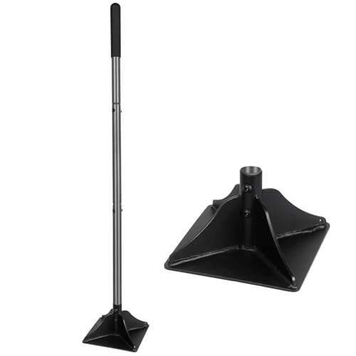 Walensee 10" x 10" Steel Tamper Tool with 48" Handle, Heavy Duty Ground Tamper with Rubber Grip for Leveling Paver Base, Soil, Gravel, Sand, Asphalt, Driveways, Yards and Blacktop Repair - size: 10"×10"