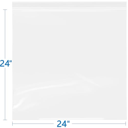 iMailer- 24" x 24" 50 Pack- 2 Mil Resealable Zip Bags- Clear Plastic Bags with Zip Top Lock for Storage, Organizing, Crafts, Travel - size: 24" x 24" 50 Pack