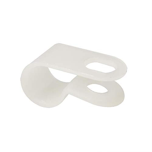 Cable Clamp R-Type Cable Clip Wire Clamp 1/4-inch Nylon Screw Mounting Cord Fastener Clips with Screws for Wire Management - White - 50 Pcs - size: 1/4" White