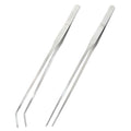 2PCS Stainless Steel Reptile Feeding Tongs, Long Tweezers Aquarium Terrarium Feeder Tools for Reptiles, Lizards, Snakes (Straight and Curved)