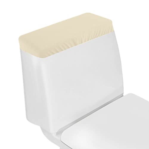 Toilet Tank Lid Cover, Bathroom Stretch Washable Spandex Toilet Tank Protector Cover with Elastic Bottom, Beige - color: Beige