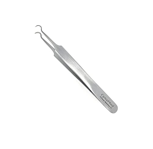 Blackhead Tweezer - Professional Curved Steel Tip Surgical Comedone & Splinter Extractor. Ideal Blemish & Acne Remover Tool Means Flawless Facial Skin (Stainless Steel) - color: Stainless Steel