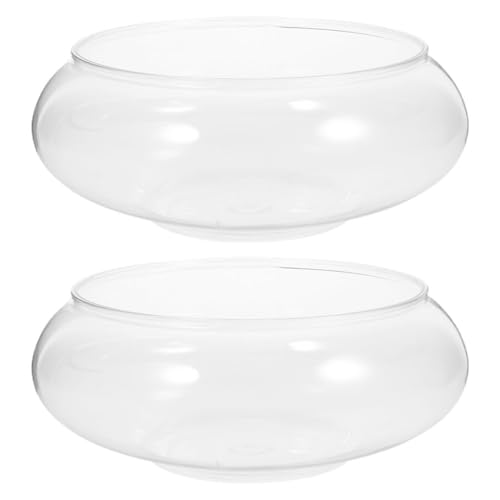 Toddmomy 9.5 Inch Transparent Plastic Fish Bowls Set of 2 Small Round Aquarium Tanks for Desktop Home Office Wedding Decor