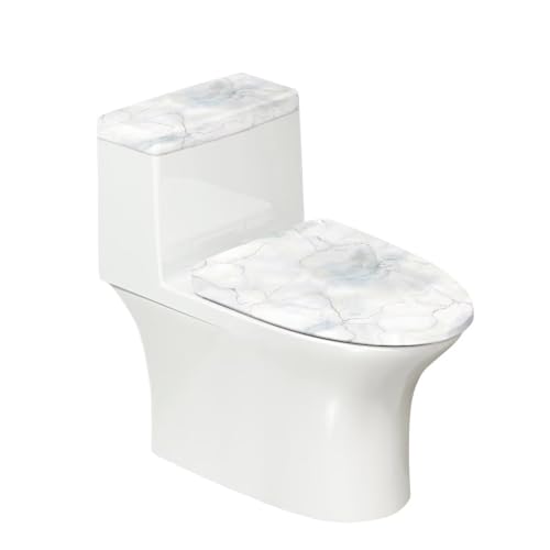 Bathroom Toilet Tank Lid Cover and Toilet Seat Lid Cover Set of 2, Easy to Clean Toilet Mat Protective Cover Home Indoor Decorations Universal Fits, White Marble - color: White Marble
