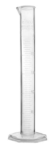 EISCO 7PC Graduated Cylinder Set - Class B - 10ml, 25ml, 50ml, 100ml, 250ml, 500ml & 1000ml - Polypropylene Plastic, Octagonal Base, Moulded Graduations - Industrial Quality, Autoclavable