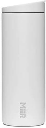 MiiR Flip Traveler 16oz - Double-Wall Vacuum Insulated with Flip Lid, BPA-Free Stainless Steel Construction, Insulated Tumbler for Hot or Cold Drinks - color: White- Recycled Stainless Steel, size: 16 Ounces