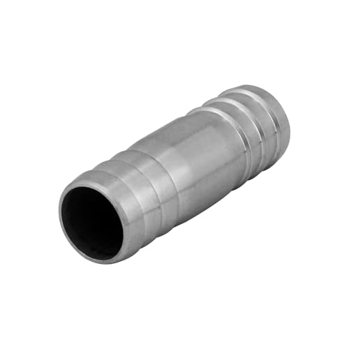 Stainless Hose Barb 1/2" Splicer Mender Union Tubing Coupling Fittings with Hose Clamps Air Water Fuel Oil (pack of 2) - size: 1/2" Hose Barb(13mm)