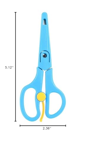 Food Shears Stainless Steel Baby Scissors Food Scissor with Plastic Cover for Toddlers, Preschool Training Kids Scissors(Blue)