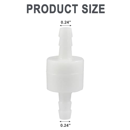 1/4" One Way Inline Check Valve 2 Pcs, Non Return Ozone Resistance PVDF Plastic One-Way Fuel Oil Water Gas Pump Air Check Valve - size: 1/4 Inch