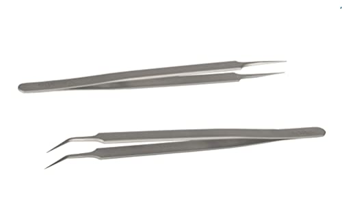 Tweezers, 5 Pcs Precision Tweezers Set, Anti-Static Stainless Steel Long Tweezers Kit for Electronics, Laboratory Work, Jewelry-Making, Craft, Soldering, Hobby, Watches, Car Machines Repair Etc
