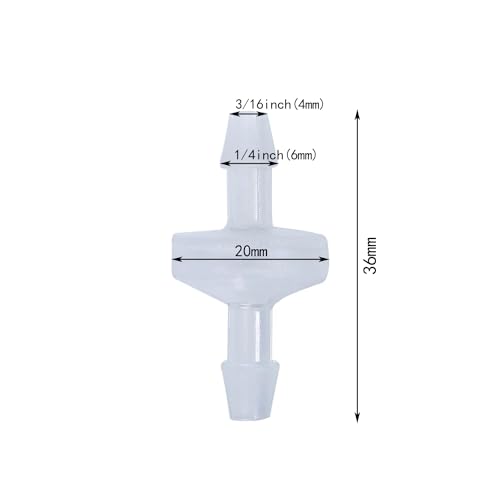 10 Pack 1/4 inch Plastic Check Valve, One Way Barb Hose Inline Non Return For Fuel, Oil, Water, Air (1/4 inch) - size: 1/4 inch