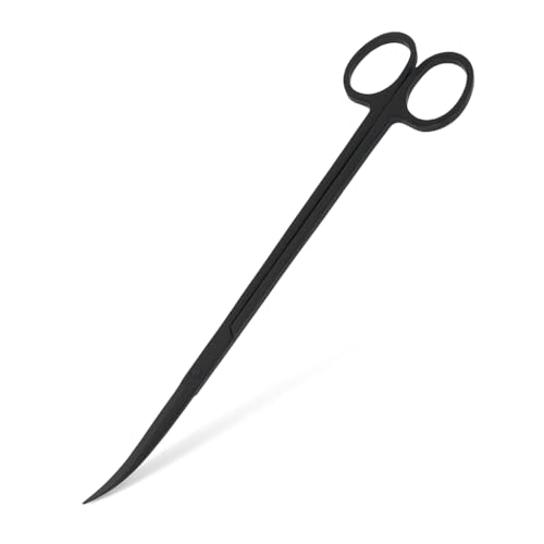 Mandala Crafts 12 Inches Black Stainless Steel Curved Aquarium Scissors for Trimming Aquatic Plants – Bent Aquascape Scissors for Fish Tanks, Hospital Tanks, Goldfish Bowls, and Terrariums - color: Black Curved Scissors, size: 12 Inches