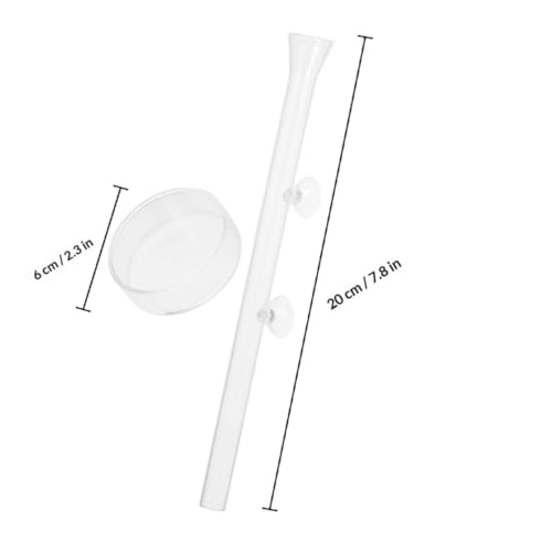 Shrimp Feeder Tube and Feeding Dish Set 20cm Crystal Glass Aquarium Feeder Tube with Feeding Box for Fish Tank Supplies