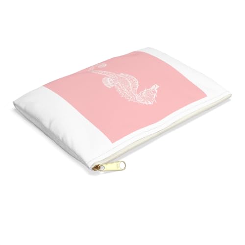3dRose Coral pink Seahorse print. Sea Horse. Ocean marine beach aquarium Accessory Pouch Small - size: Small