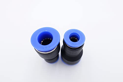Push to Connect Fitting 3/8" Tube OD x 1/4" Tube OD Reducer, Pneumatic Air Water Straight Union Two Way Connector/Coupler (Pack of 5) - size: 3/8 inch - 1/4 inch