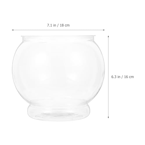 POPETPOP 7.08 Inch Plastic Fish Bowl Small Round Desktop Fish Tank Aquarium Clear Shatterproof Bowl for Home Office Decoration