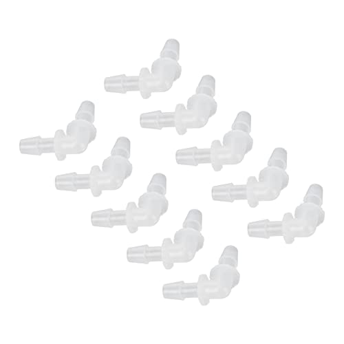 SUNGOOYUE Plastic Fitting 90 PE Elbow Hose Connector 6.4mm Same Diameter Tube Fitting for Pump Tube and Silicone Fish Tank Hose Connection Antiscratch Antirust (6.4mm) - size: 6.4mm