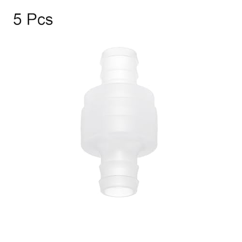 uxcell 5 Pcs Non Return Check Valves, 5/8" (15mm) Dia One Way Inline Hose Connector PP Plastic Hose Barb for Gas Liquid Air Water Tank Pump