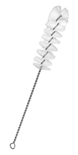 EISCO Nylon Cleaning Brush with Fan-Shaped End, 8.75" - Twisted Stainless Steel Wire Handle - Ideal for 1" - 1.2" Diameter Tubes, Bottles, Flasks, Cylinders, Jars, Vases, Cups