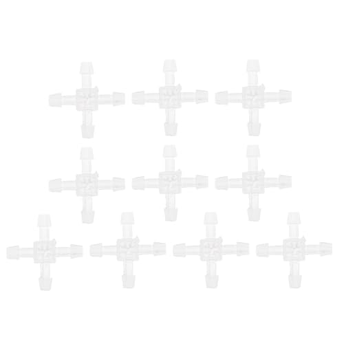 Plastic Hose Barb Fitting 1/8" OD Barb Cross 4 Way Pipe Connector Clear 10 Pcs - size: 1/8"OD