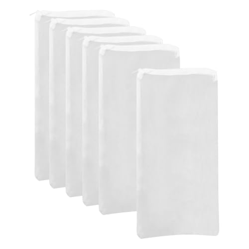 GSHLLO 6 Pcs 100 Micron Aquarium Nylon Filter Media Bags Fish Tank Fine Mesh Bags Pond Filtration Bag Activated Carbon Filter Pouch Water Pump Cover Accessories with Plastic Zipper 8 x 20 cm