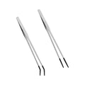 Reptile Feeding Forceps, 2 Pieces with Rubber Tips, 10.6-Inch Straight and Curved Tweezers, Aquarium Supplies, Silver - color: Silver