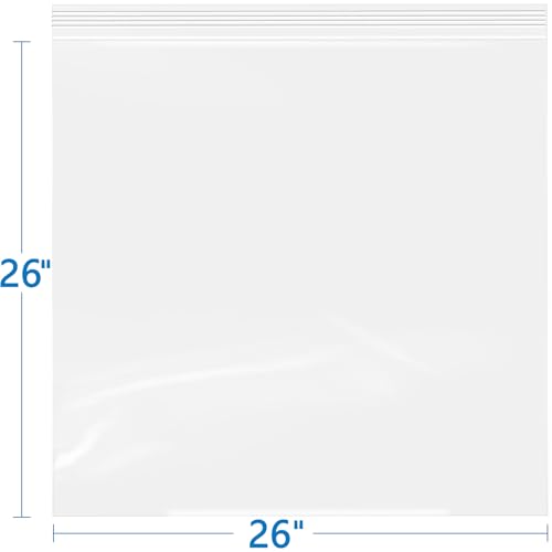 iMailer- 26" x 26" 50 Pack- 2 Mil Resealable Zip Bags- Clear Plastic Bags with Zip Top Lock for Storage, Organizing, Crafts, Travel - size: 26" x 26" 50 Pack