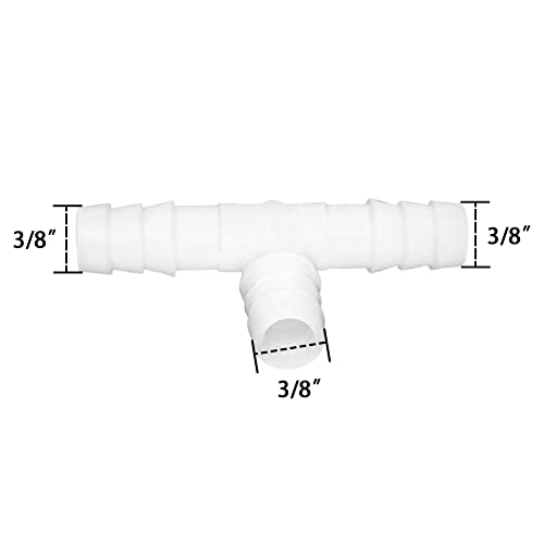 Plastic 3/8" ID Hose Barb Fittings, Equal Barbed Tee Pipe Connectors 3 Way Joint Splicer Mender Union Adapter for Boat Aquarium, Pack of 6 - size: 3/8 Inch