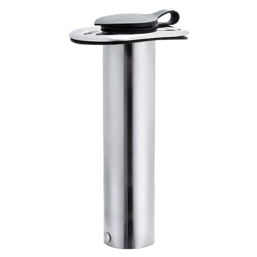 Polished Fishing Rod Holder Flush Mount, Stainless Steel 90 Degree Flush Mount Fishing Rod Holder for Boat, 0 Degree Fishing Pole Holder with Rubber Cap, PVC Liner & Gasket