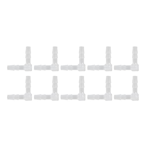 10Pcs 90 Degree Elbow Fitting, Plastic Barbed Hose Adapter for 4mm Tubing, L Shape Connector for Boat, Aquarium, Automotive, DIY Plumbing, Irrigation Systems - size: 4mm