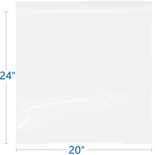 iMailer- 20" x 24" 50 Pack- 2 Mil Resealable Zip Bags- Clear Plastic Bags with Zip Top Lock for Storage, Organizing, Crafts, Travel - size: 20" x 24" 50 Pack