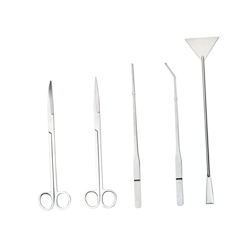 Levemolo Stainless Steel Aquascaping Tool for Aquatic Plants Kit Straight Curved Tweezers Scissors and Spatula for Aquarium Plant Care and Maintenance