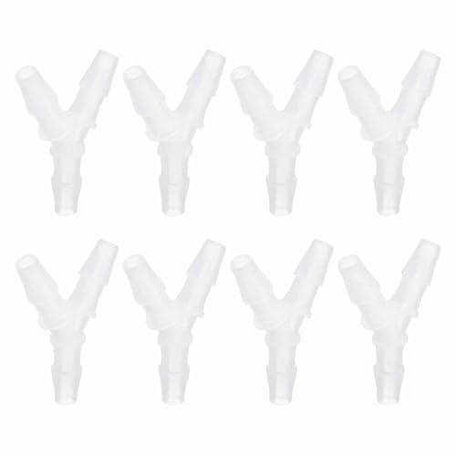MECCANIXITY 8pcs Plastic Hose Barb Fitting, 5/16" x 5/16" Y Shape Tee Barbed Hose Pipe Fitting Splicer Mender Joint Adapter for Water Liquid Fuel Line Tube, Clear - size: 5/16" x 5/16"