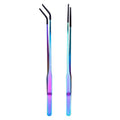 2 Pcs 10.6 Inch Extra Long Reptile Feeding Tongs with Rubber Tips Long Handled Aquarium Tweezers Straight and Curved Tip Tweezers Reptile Terrarium Feeder Tank Enclosure Accessories for Lizards