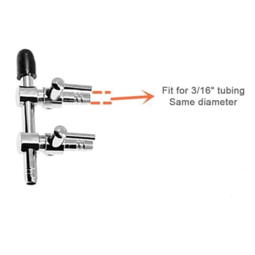 Aquarium air pump splitter, 2-Way air flow control valve,Metal stainless steel control valve for pump accessories 2Pcs