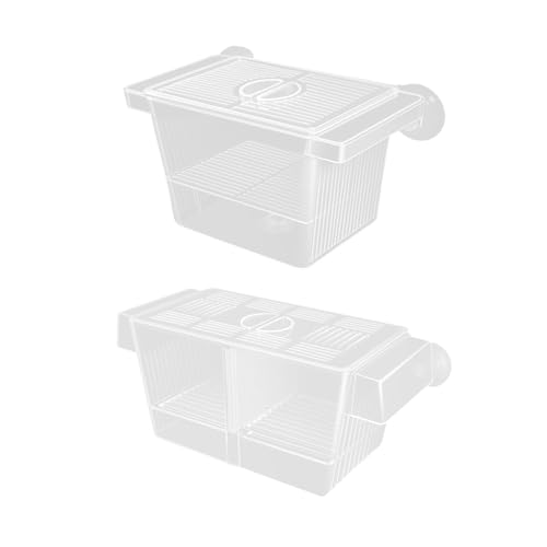 Multipurpose Fish Isolation Tanks with Strong Suction Cup for Aggressive Injured Pregnant and Fry Protections 2PCS Aquarium Isolation Divider - color: Late single room