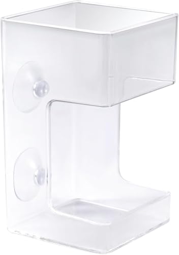 Fish Feeder for Aquarium, 3.94x2.36 Inch Fish Tank Dish Tray Floating & Sinking Food Container Holder Dispenser with Suction Cups for Turtle Shrimp Feeding (Square)