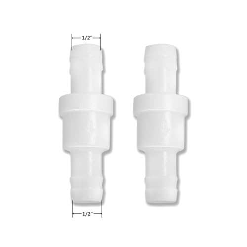 2 Pcs 1/2" One Way Inline Check Valve, Non Return Ozone Resistance PVDF Plastic One-Way Fuel Oil Water Gas Pump Air Check Valve - size: 1/2 Inch