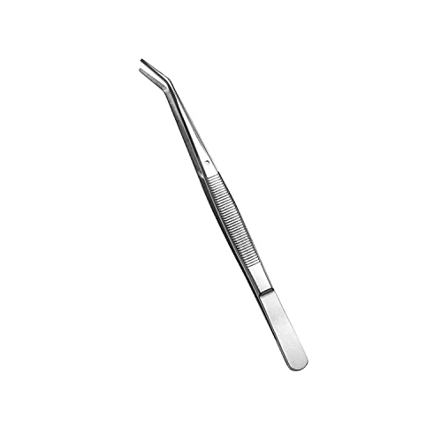 Stainless Steel Tweezers, with Curved Serrated Tip Multipurpose Sewing Machine Tweezers Forceps for Craft Repairing - size: 1 Count (Pack of 1)
