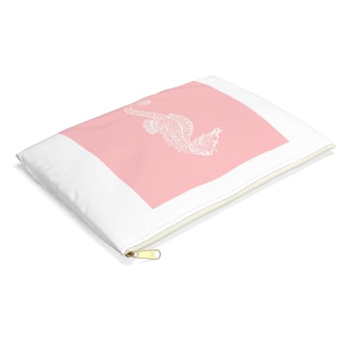 3dRose Coral pink Seahorse print. Sea Horse. Ocean marine beach aquarium Accessory Pouch Small - size: Small