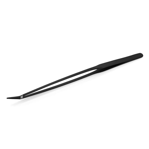 Mandala Crafts 15 Inches Black Stainless Steel Curved Aquarium Tweezers for Aquatic Plants – Long Aquascape Forceps for Fish Tanks, Hospital Tanks, Goldfish Bowls, and Terrariums - color: Black Curved Tweezers, size: 15 Inches