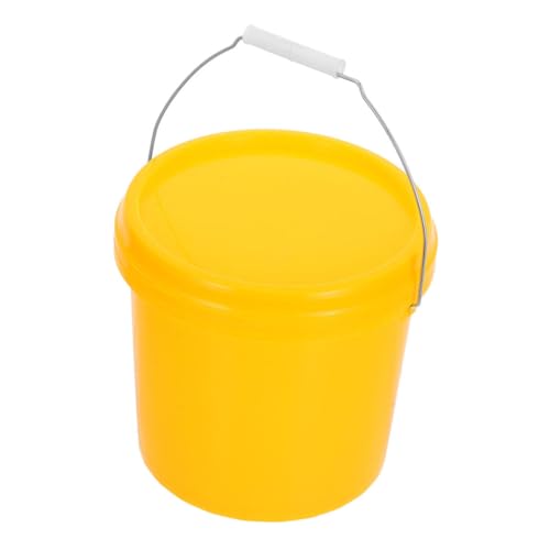 Plastic Storage Bucket with Lid Durable Food Storage Pail for Kitchen Laundry and Household Use Versatile Oil Milk and Bin Portable Design for - color: Yellow