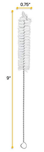 EISCO Bristle Cleaning Brush with Fan-Shaped End, 9" - Twisted Stainless Steel Wire Handle - Ideal for 0.6" - 0.8" Diameter Tubes, Bottles, Flasks, Cylinders, Jars, Vases, Cups