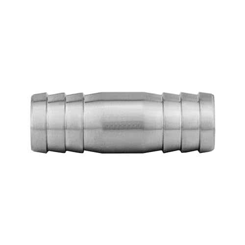 Stainless Hose Barb 3/8" Splicer Mender Union Tubing Coupling Fittings with Hose Clamps Air Water Fuel Oil (pack of 2) - size: 3/8" Hose Barb
