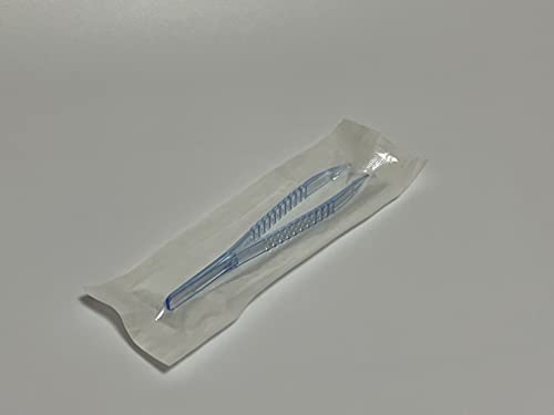Disposable Sterile Forceps Tweezers 5inch 125mm length Individually Wrapped Transparent Blue Pack of 100 - style: Blue Transparent (Pack of 100)
