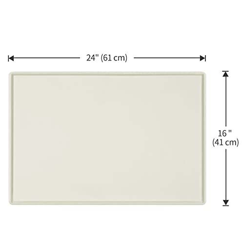 Dog Food Mat,Silicone Waterproof Food Tray,Non Slip Pet Bowl Mats Placemat,0.6" Raised Edge,Suitable for Most Small and Medium Sized Pets,24" x 16" - color: Beige, size: 24" x 16"